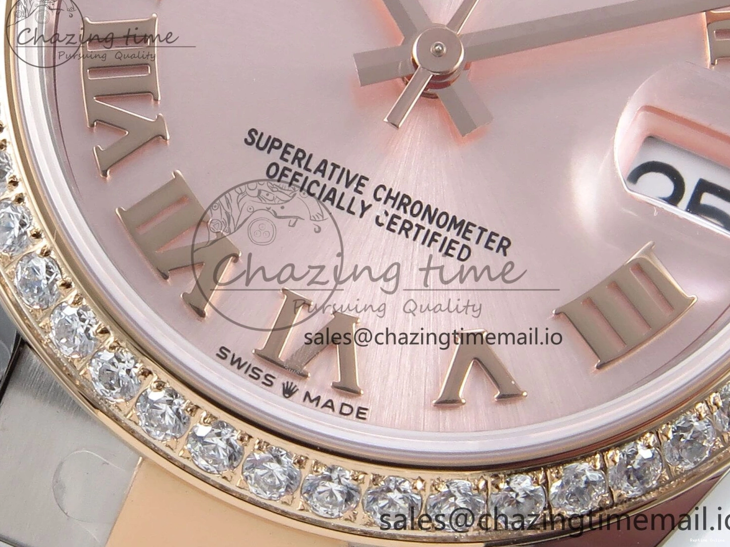 0515 Sleek DateJust 31 278381RBR ARF 1:1 Best Edition 904L Steel RG Roman Dial Diamonds Bezel on SS RG Oyster Bracelet ETA 382